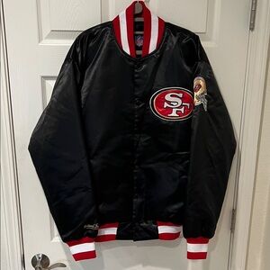 NFL Black and Red Satin Jacket - 49ers